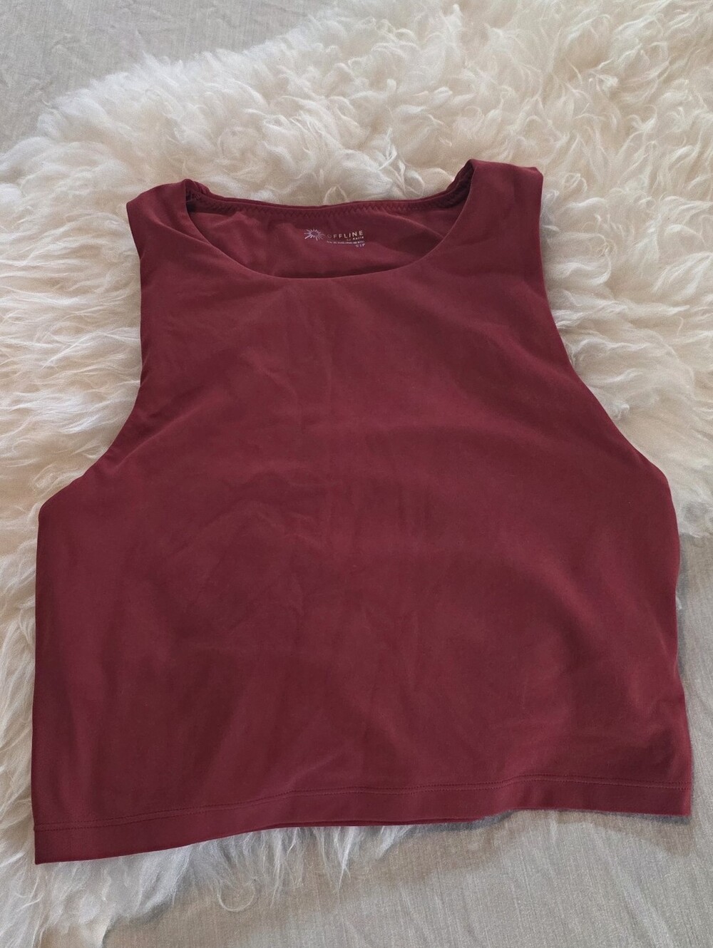 aerie Burgundy High-Neck Cropped Tank